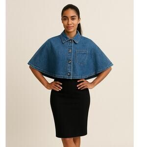 DENIM PONCHO SHRUG DISTRESSED  Sz ML